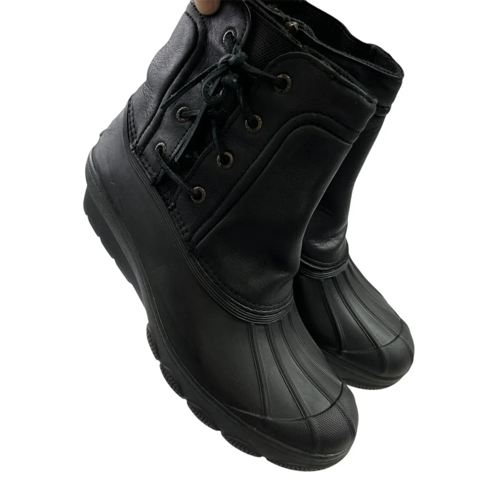 Sperry Top-Sider Womens‎ 8M Black Saltwater Wedge Tide Quilted Rain Boot Casual